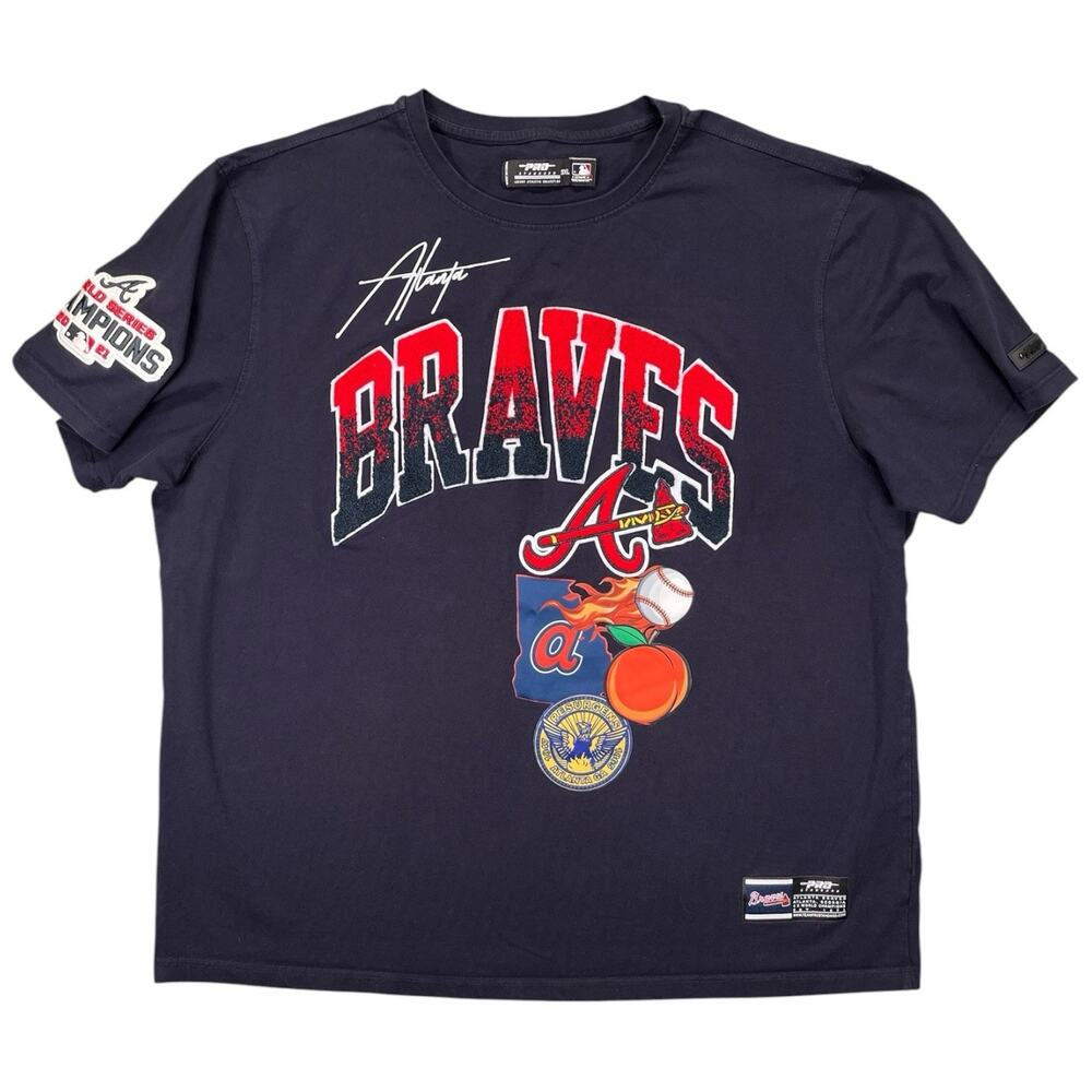 Atlanta Braves Pro Standard T‑Shirt 3XL Navy Graphic Tee MLB Peach Logo Rare